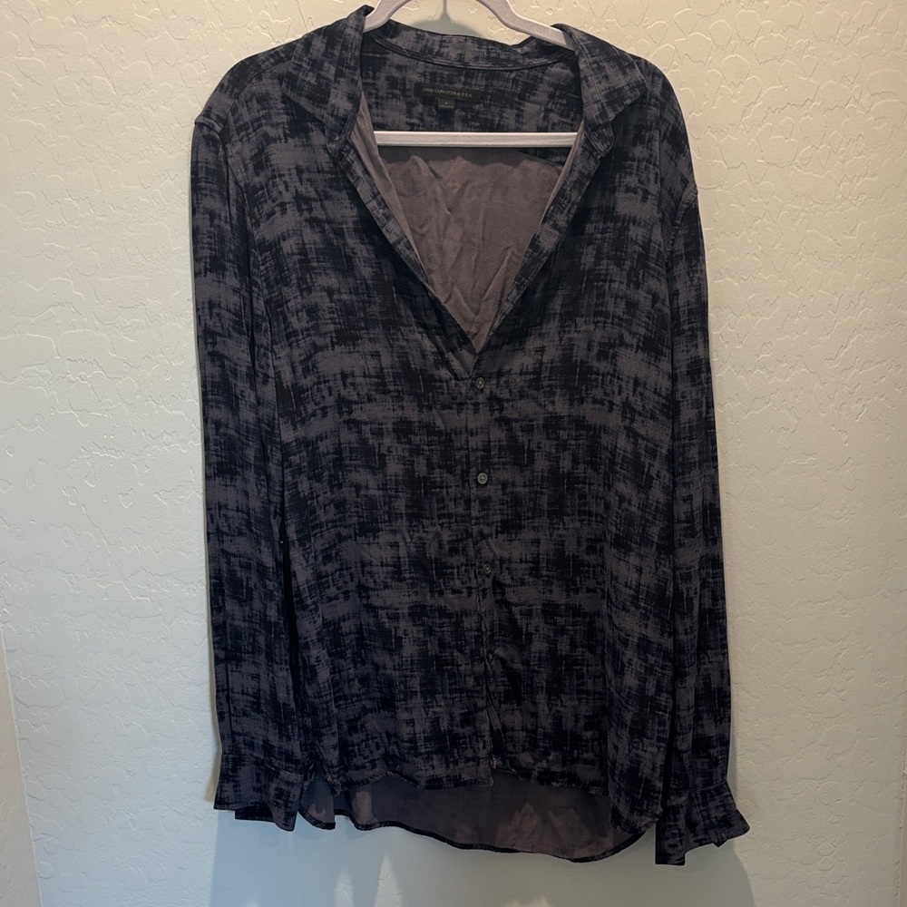 John Varvatos Charcoal and Black Patterned Shirt